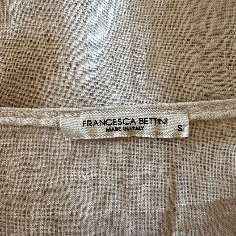 Francesca Bettini 100% Linen Short Sleeve oatmeal Top Size S - Picture 9 of 12